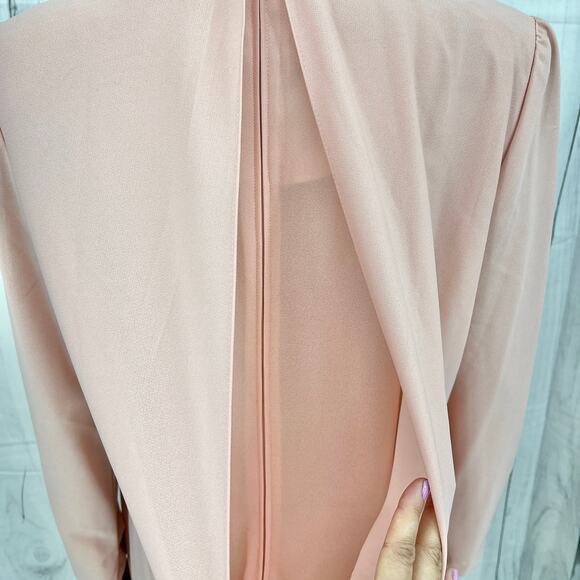 American VINTAGE L.L. Martin US 12 Petite 80s Pink Workwear Overlay Dress - Picture 8 of 14